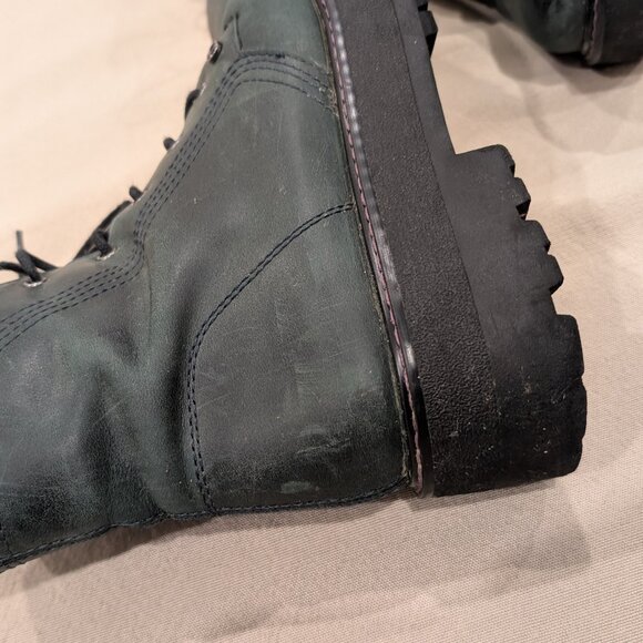 Franco Sarto Jensine Lace-Up Boot English Green Black Lug Sole - Women's sz 7 - Picture 3 of 12